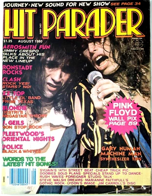 HIT PARADER Magazine August 1980 Aerosmith, Clash, Zz Top, Police, Pink Floyd  - Image 1 of 4