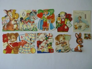 Vintage Childrens Greeting Cards (9) pc +Bonus - Birthday Christmas Valentine - Picture 1 of 14