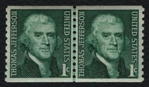 #1299 1c Thomas Jefferson, Coil Line Pair [28] Mint **ANY 5=FREE SHIPPING** - Picture 1 of 1