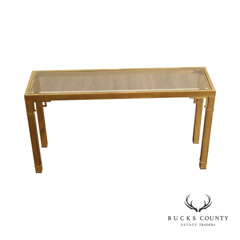 Mastercraft Hollywood Regency Brass and Glass Console Table Cover