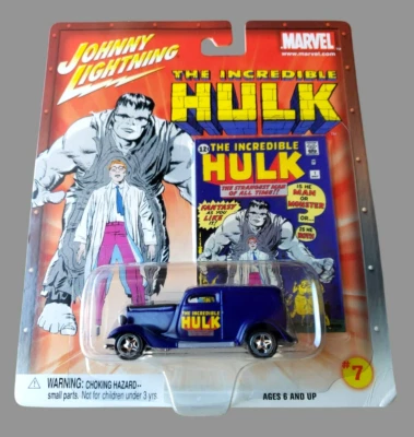 2002 Johnny Lightning '33 FORD DELIVERY Marvel THE INCREDIBLE HULK Blue #07 1:64 - Image 1 of 4