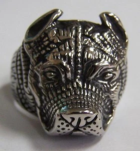 Pit Bull Kopf Edelstahl Biker Ring #524-S Mode Herren Damen NEU Tiere Hunde - Bild 1 von 1