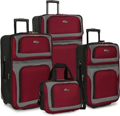 Juego de equipaje de 4 piezas U.S. Traveler expandible lado blando 21" 25" 29" bolso rojo profundo Foto 1 de 4