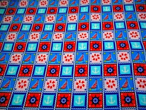 Nautical Quilt Fabric By Yard Sailboat Anchor Helm Lifesaver Rope Patch Cotton C - Picture 1 of 2