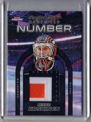 MIKKO KOSKINEN Presidents Choice Game-Used Oilers Number Patch Card #'d 6/10 - Image 1 of 2