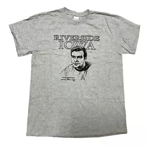 T-SHIRT CAPTAIN KIRK TAGLIA M GRIGIA LUOGO DI NASCITA RIVERSIDE IOWA STAR TREK UOMO - Foto 1 di 5