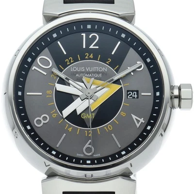 Orologio LOUIS VUITTON Tambour GMT 40 mm Q1D310 acciaio inossidabile / pelle ... - Immagine 1 di 4