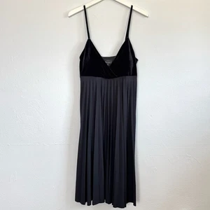 Vestido midi Babydoll de terciopelo gótico Y2K negro correa de espagueti hada oscura grunge M - Imagen 1 de 8