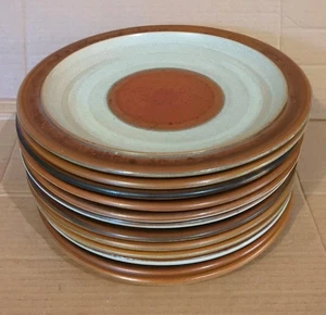 12 x Vintage Denby Potters Wheel? Dinner Plates 10in 25.5cm Brown Beige - Picture 1 of 10