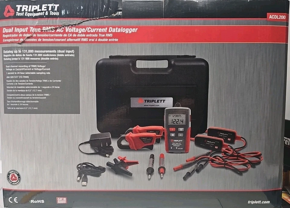 Triplett Acdl200 双 Trms 电压和电流数据记录器 — 第 1/1 张图片