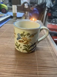 Vintage Chi Kiang Otagiri Stil Steinzeug Kaffeebecher Tasse Blumen Floral Rand - Bild 1 von 2