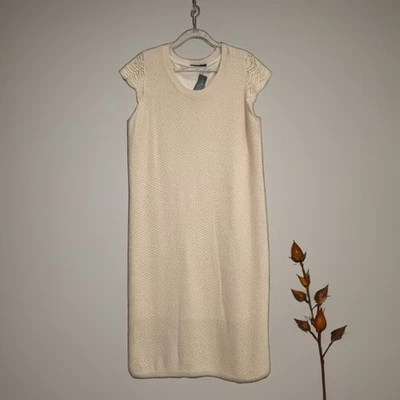 Vestido midi Lane Bryant bétula creme crochê malha plus 28/20 boho manga boné - Imagem 1 de 4