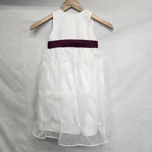 Bride's Magazine Flower Girls Dress Size 4T White Merlot Rhinestone Mini Gown - Picture 1 of 4