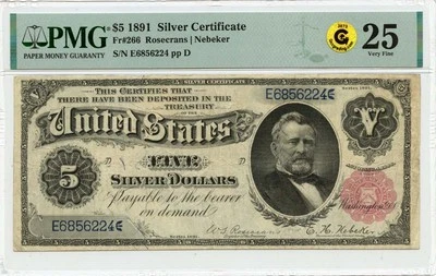 1891 $5 Silver Certificate Fr# 266 PMG VF25 GCC Gold - Image 1 of 2