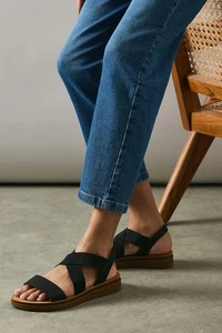 Good For The Sole Black Wedges Womens Casual Sandals - Picture 1 of 4