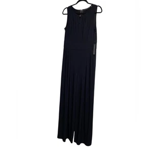 Ivanka Trump Navy Blue Sleeveless Wide Leg Jumpsuit Size 12 NWT - Picture 1 of 3