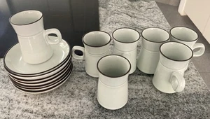 Vintage Denby Summit Celadon 1970s Cups & Saucers x6 - Picture 1 of 5