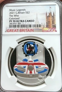 2021 Great Britain The Who NGC PF70 UK 2 Pounds Silver Proof Coin Music Legends - Picture 1 of 5