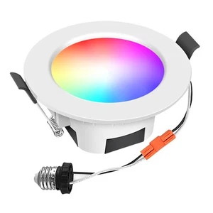 Smart Recessed Lighting 4 Inch, Wireless Bluetooth 9W RGBWC Color Changing LE... - Picture 1 of 7