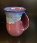 Clay in Motion- Hand Warmer Mug- Blue and Purple- Drip Glaze- signed NEHER 2019 
