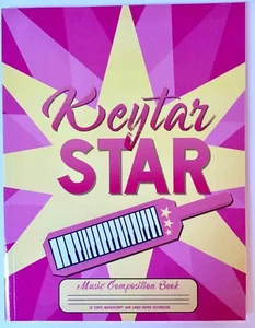 Keytar Star 12 Stave Blank Lined Paper Notebook Music Composition Book 80s Cute - Picture 1 of 6