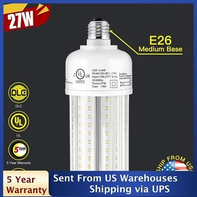 27W LED Corn Bulb Light 6000K E26 Medium Base For Workshop Bedroom (120W Equiva) - Image 1 of 4