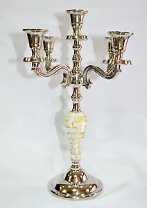 Madre de Perla Portavelas Pilar de Metal Candelabro Boda Regalo Centro de Pieza - Imagen 1 de 6