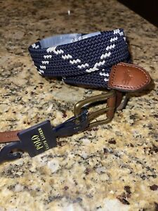 Polo Ralph Lauren Braided Navy W/ White Leather Belt Small  NWT $115.00 List🔥