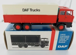 .VINTAGE NEAR MINT DAF LION CAR No 65 FLATBED TRUCK with CANOPY + ORIGINAL BOX.  - Picture 1 of 10