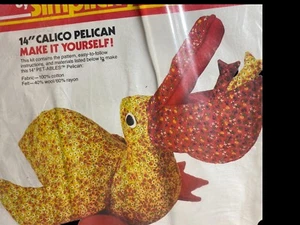 Vintage Calico Pelican Bird Simplicity 14”  Patchwork Toy Sewing Kit Birds - Picture 1 of 10