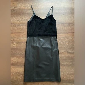 ASOS WHITE Little black Party dress leather Skirt Faux Fur Bodice NWOT sz 4 🤩 - Picture 1 of 14