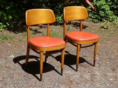 Vintage Pair Mid Century Modern Bentwood Bistro Chairs Thonet  - Image 1 of 4