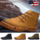 Mens Genuine Leather Ankle Boots High-Top Sneakers Fashion Sports Running Shoes