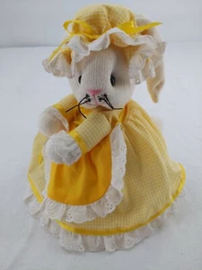 Conejo de Pascua HOPPY VINTAGE orejas flojas amarillas hechas a mano 9"  - Imagen 1 de 12