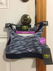 NWT GIRL'S SIZE SMALL ATHLETIC WORKS 2 PACK RACERBACK SPORT BRAS BAND SIZE 30 - Picture 1 of 7