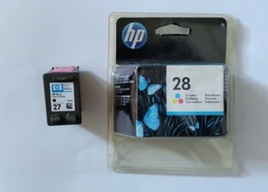 ORIGINAL HP 27 SCHWARZ C8727AE & 28 FARBEN C8728AE TINTENPATRONEN SET. OOD, NEU - Bild 1 von 2