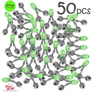 50pcs Fish WOW! Fishing Double Bell Alert Clip Bait Lure Bite Alarm Glow in dark - Picture 1 of 8