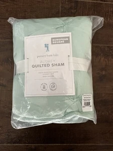 POTTERY BARN KIDS AUDREY QUILTED SHAM, EURO ~ AQUA ~ NEW IN BAG - Picture 1 of 4