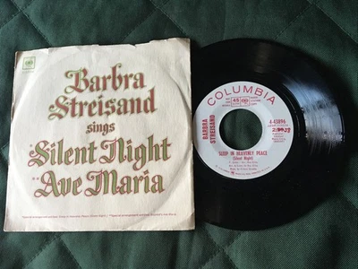 1967 BARBRA STREISAND Promo 45 Pic Sleeve “Silent Night" COLUMBIA - Image 1 of 2