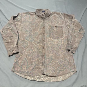 Vintage Ralph Lauren Chaps Large Paisley Long Sleeve Button Up Boy Scout Tag - Picture 1 of 10
