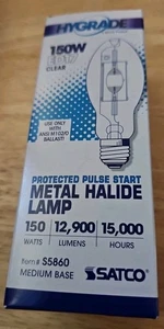 SATCO HYGRADE S5860 ED17 CLEAR LAMP 150W MEDIUM BASE METAL HALIDE MP150/U/PS/MED - Picture 1 of 4