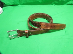 Cintura DM Bullard Maker Azle TX pelle spessa marrone da uomo taglia 42 made in USA - Foto 1 di 8