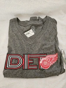NHL Detroit Red Wings Women's Short Sleeve V-Neck T-Shirt Grey Lrg 12/14  NWT  - Picture 1 of 6