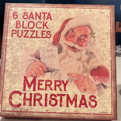 Rompecabezas de bloques de Papá Noel vintage Navidad retro conjunto de vacaciones - primitivos de Kathy 6  Foto 1 de 4