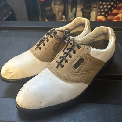 Bonitos zapatos de golf Dexter marrón y blanco para hombre talla 10 Foto 1 de 4