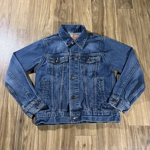 Levis Trucker Jacket Youth Boys Medium 10-12 Years Blue Denim Button Up Coat - Picture 1 of 14