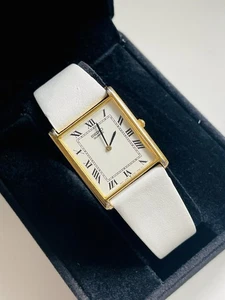 Vintage Seiko Tank 5Y30-5060 Gold Plated Dress Watch White Strap RARE! - Bild 1 von 11