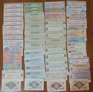 LOTTO DI 55 MINIASSEGNI DI VARIE BANCHE E ISTITUTI ANNI 70 DA COLLEZIONE - Foto 1 di 1