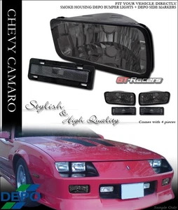 For 1985-1992 Camaro Z28 Depo Smoke Turn Signal Bumper+Side Marker Lights Lamps - Imagen 1 de 3