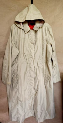 LANDS' END WOMENS LONG TRENCH COAT WITH HOODIE WATERPROOF TAN PLUS SIZE 3X #4722 - Image 1 of 4
